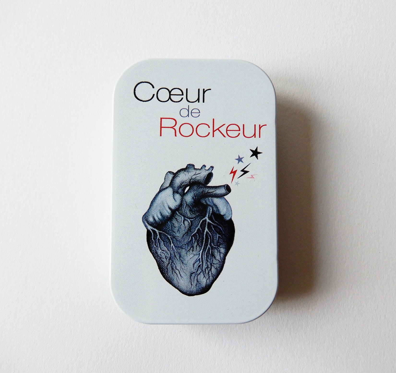 Petite Boite Métal Rectangle Message Cœur de Rockeur