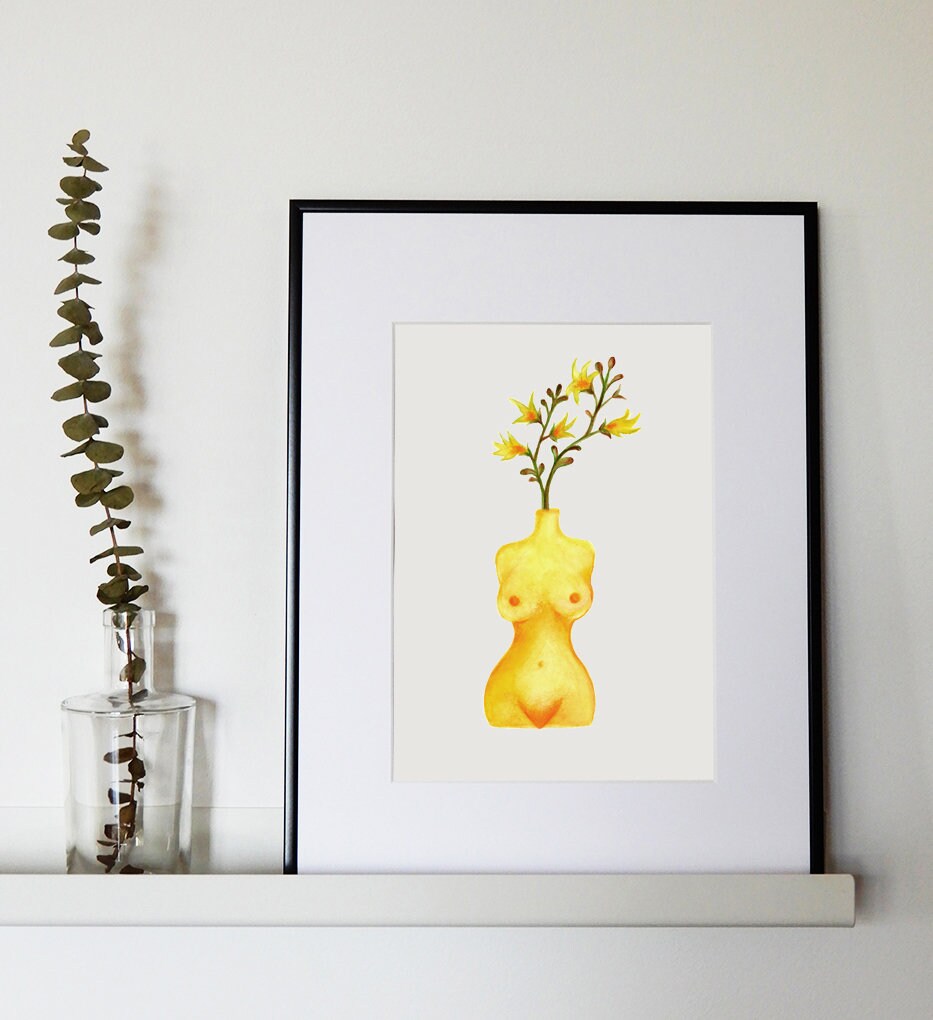 Impression Numérique Pour Décoration Murale Buste de Femme Vase