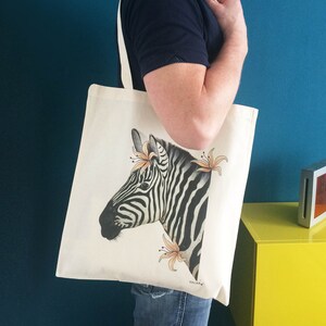Illustration printed on Organic Zebra cotton bag image 3
