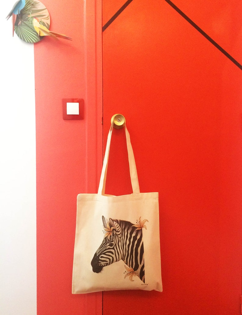 Illustration printed on Organic Zebra cotton bag image 7