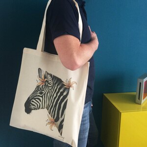 Illustration printed on Organic Zebra cotton bag image 5