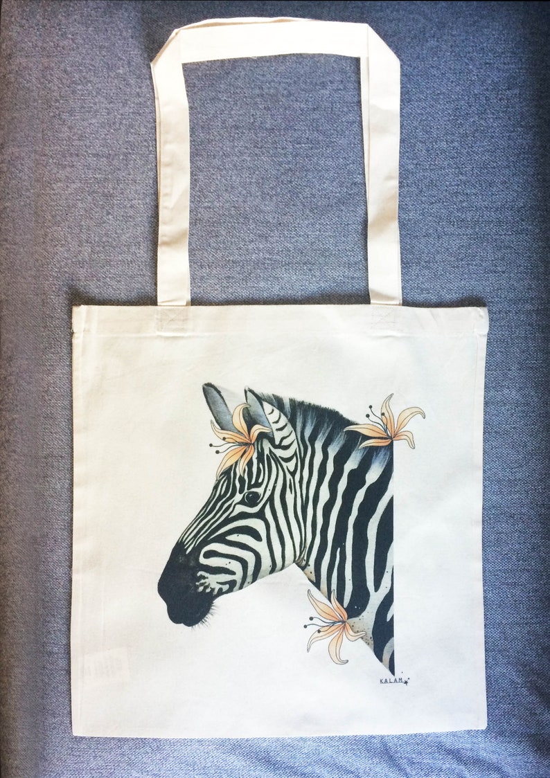 Illustration printed on Organic Zebra cotton bag image 8