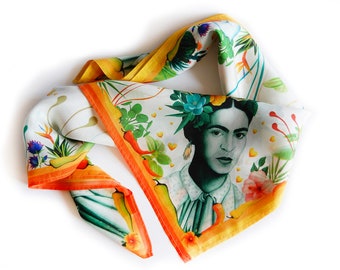 Foulard de soie carré Frida Khalo cadeau femme