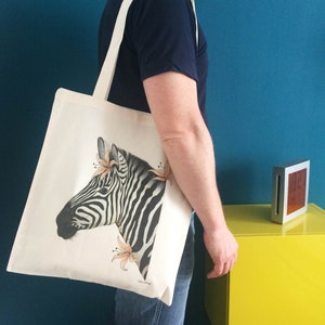 Illustration printed on Organic Zebra cotton bag image 4