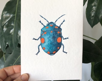 Watercolor illustration for wall decoration Beetle