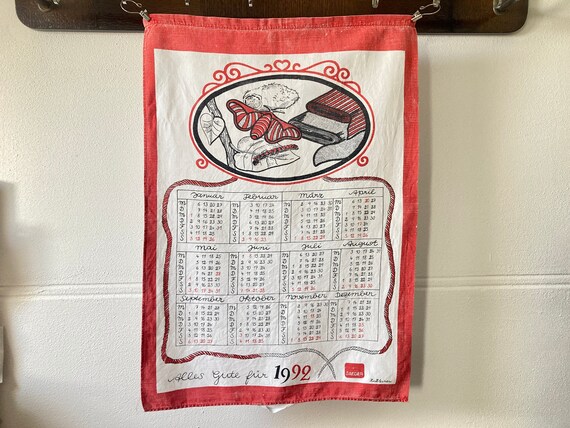 1992 Fabric and Textile Brand Vintage Linen Calendar Tea Towel Wall Art for  Crafter - Etsy