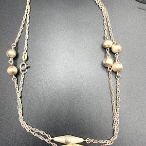 Vintage Mid century Sterling Silver Hallmarked Double Twisted Chain with Ball and Icicle Links. 18g Silver 925 Chain. Gift for Her/Unisex.