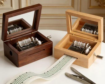 Carillon Di Legno Vintage Con Manovella: Regalo Compleanno Inciso Al Laser