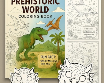 Dinosaur Activity coloring Book (32 Pages + fun facts + Dino Masks)