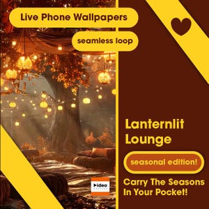 Live Phone Wallpaper 1080p "Lanternlit Lounge" — Animated Lock Screen (Seamless Loop) for iPhone & Android | Halloween Aesthetic