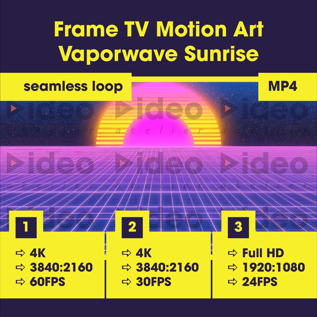 Vaporwave Sunrise • Frame TV Motion Art video Home Office Neon Club ...