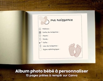 Customizable Baby Photo Album - Digital Canva Template - Birth Memories