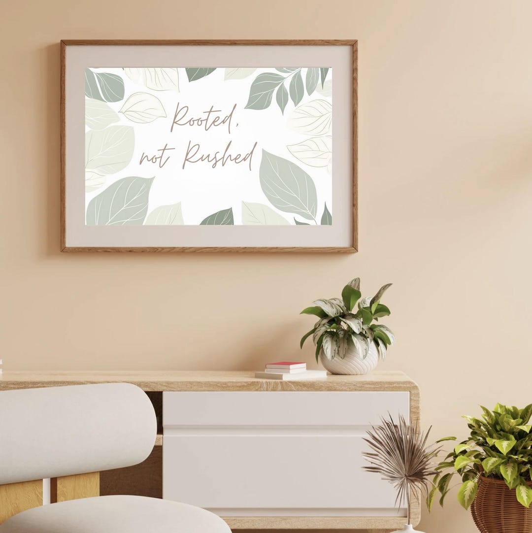 Rooted, Not Rushed | Motivational Word Wall Art - Etsy