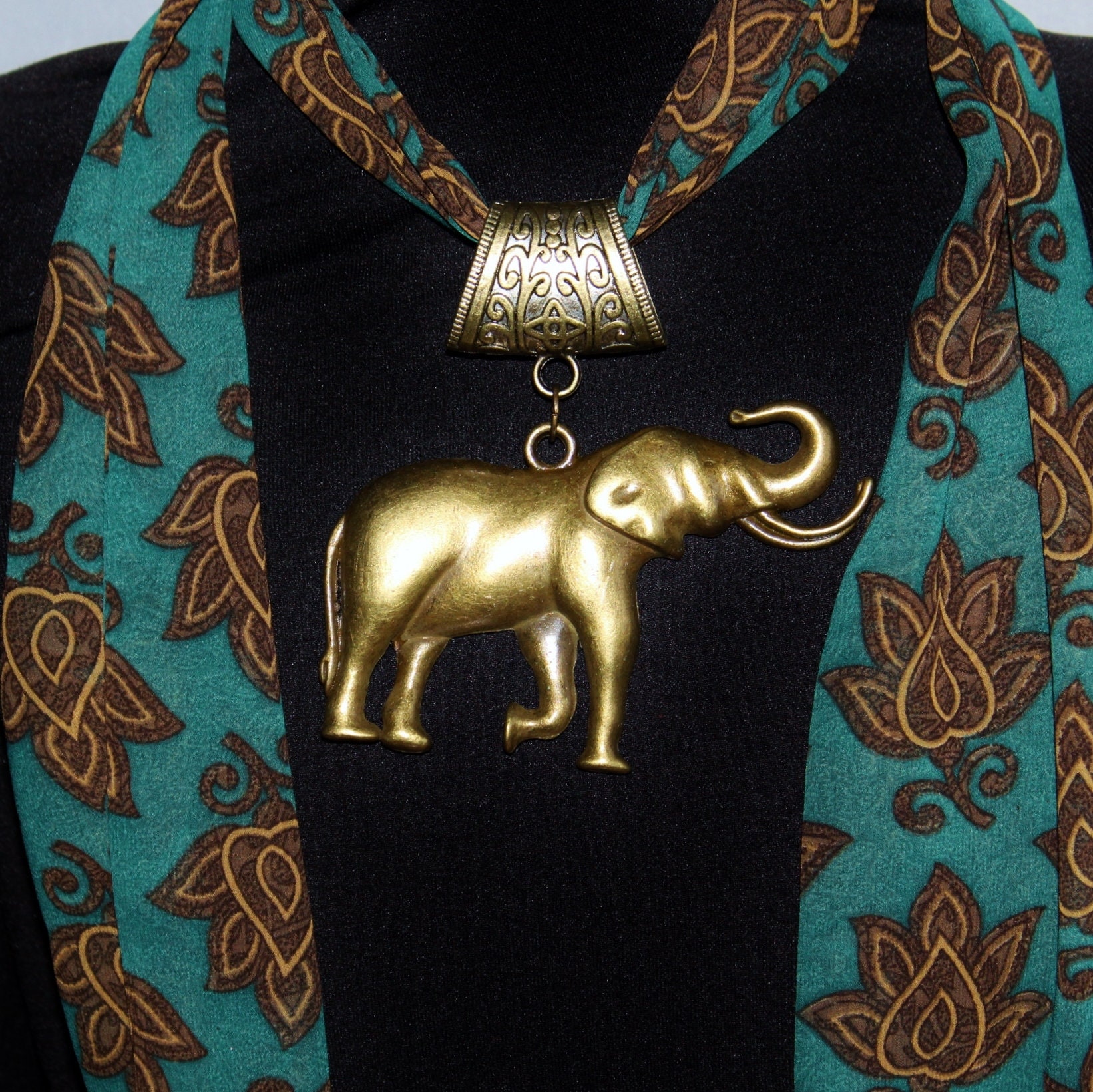 Large Bronze Elephant Scarf Accessory Slide - product images  of 