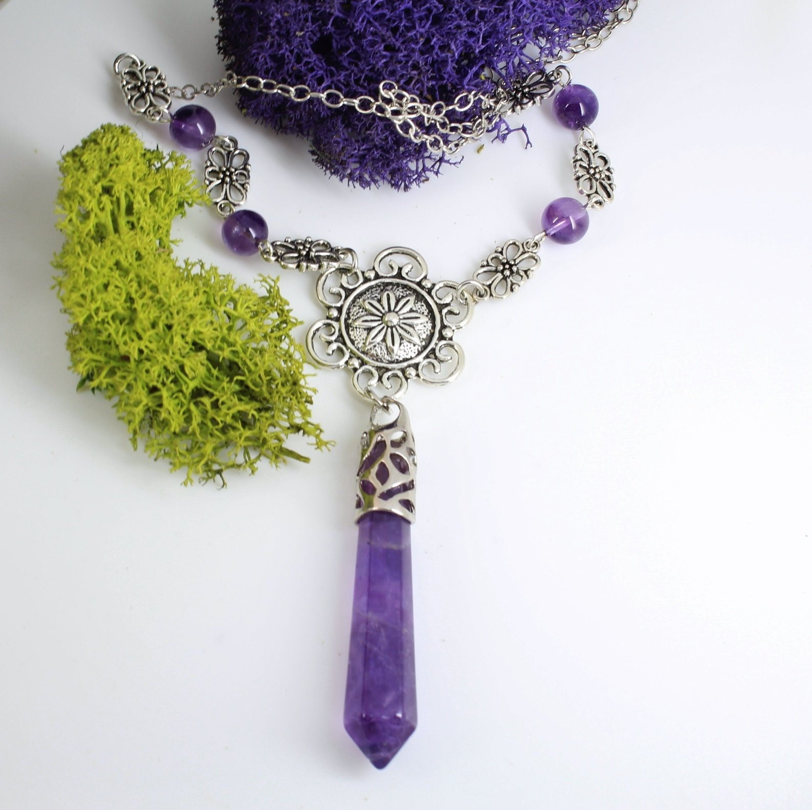 Genuine Amethyst Pendant Necklace - product images  of 