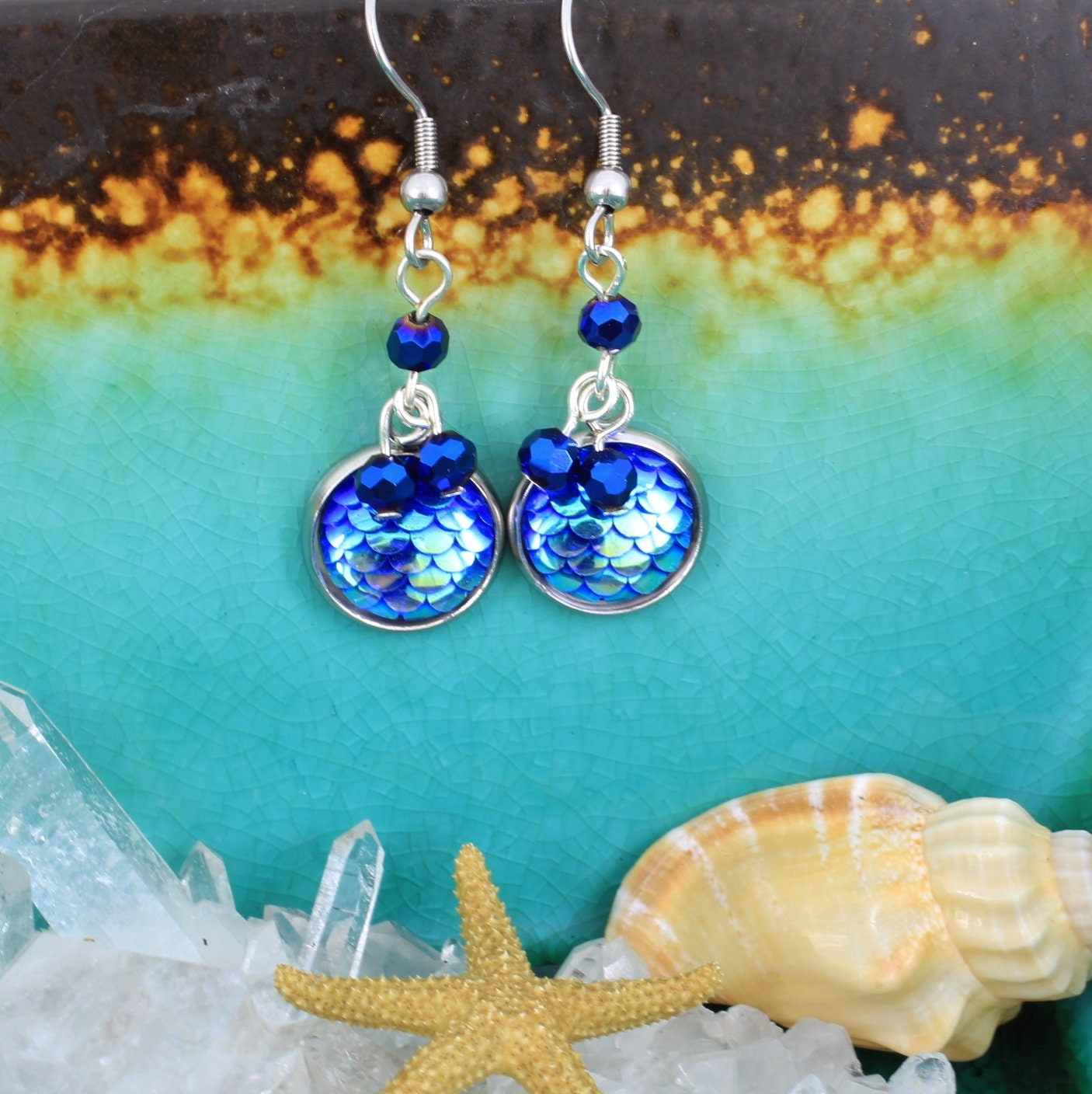 Mermaid,earrings,,Fish,scale,earrings,Jewelry,Earrings,mermaid_earrings,dragonscale_earrings,mermaid_jewelry,fantasy_jewelry,green_earrings,blue_earrings,little_girl_earrings,cosplay_earrings,one_of_a_kind,handmade_jewelry,ocean_theme,Arial_jewelry,Stainless steel