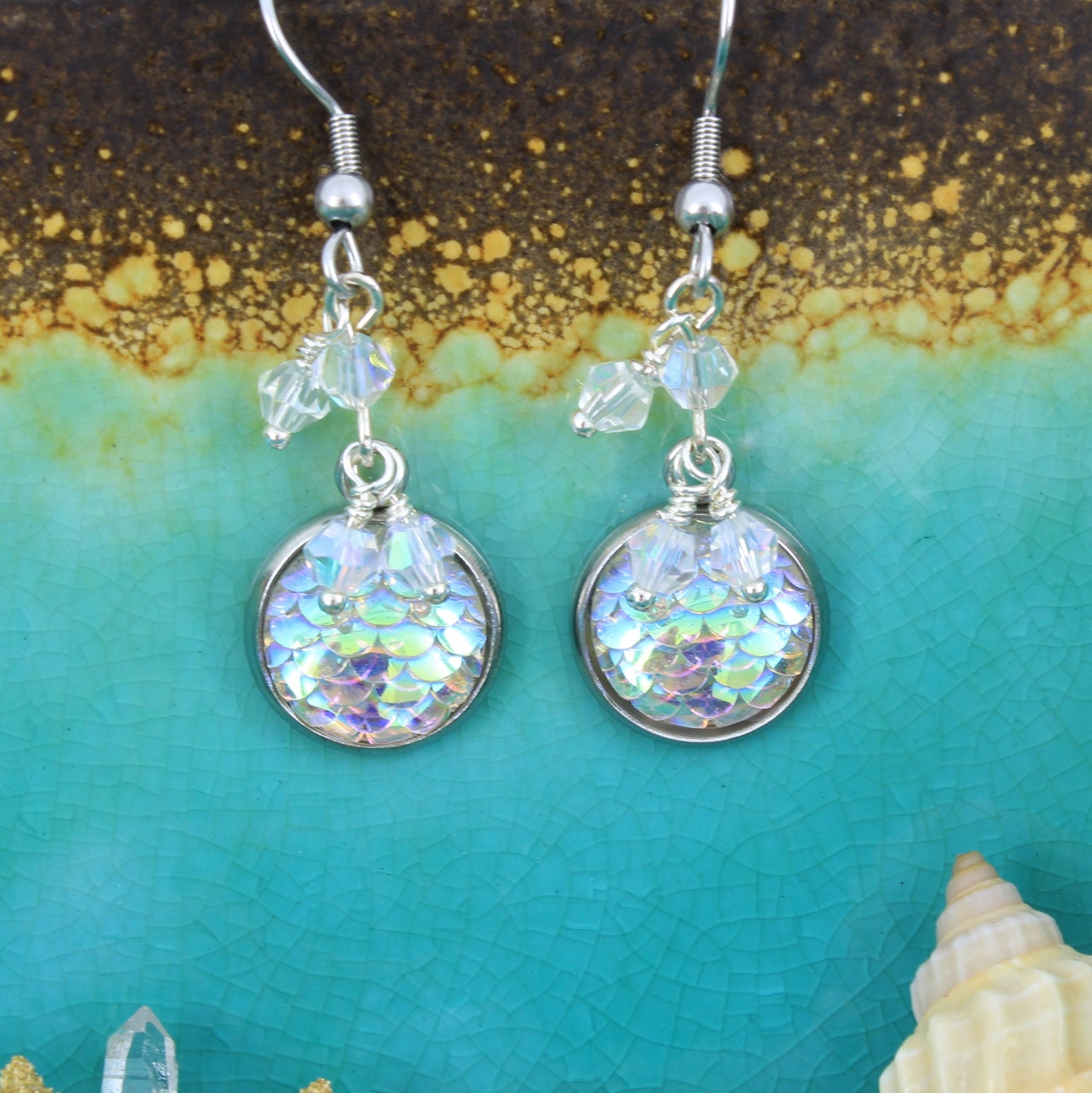 Mermaid earrings, Fish scale earrings - product images  of 