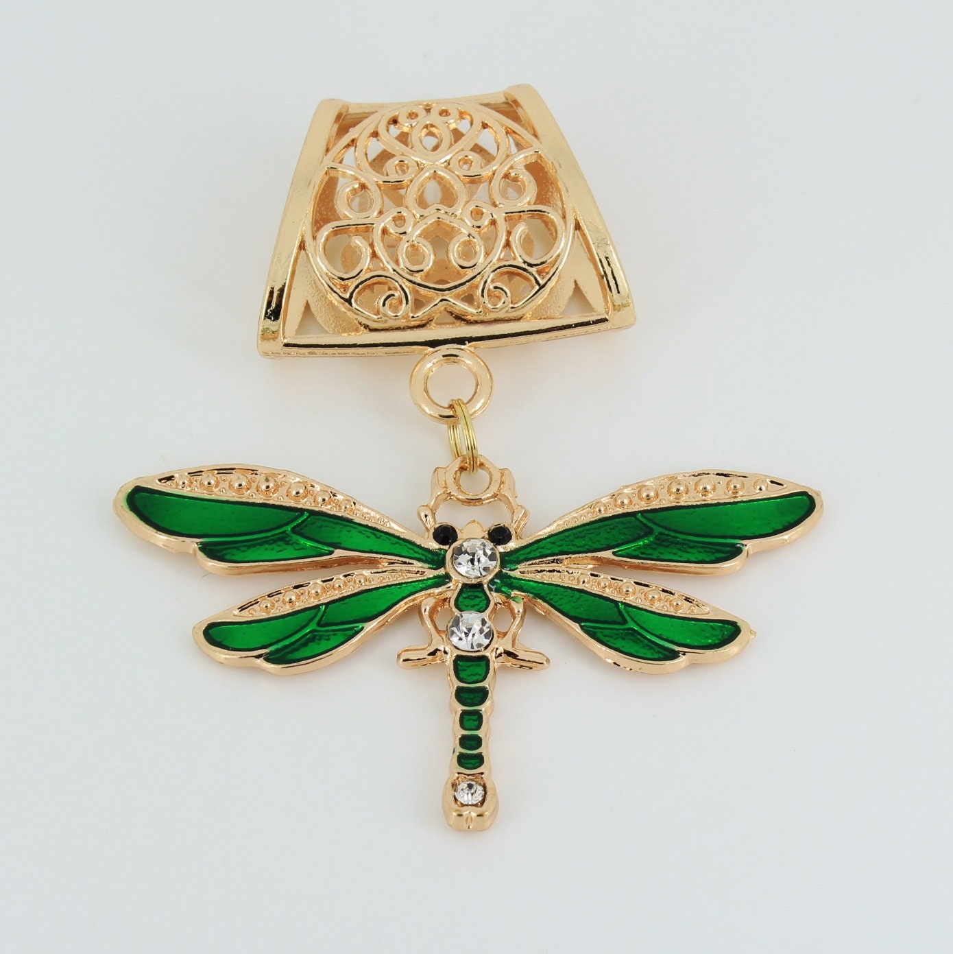 Dragonfly,Scarf,Pendant,Slide,,Gold,and,Green,Accessories,scarf_pendant,scarf_charm,scarf_accessory,pendant_charm,fashion_accessory,heart,gold_finish,dragonfly_pendant,green_dragonfly,dragonfly_charm,Rhinestone_pendant,Green dragonfly pendant,Gold scarf slide,large jumpring