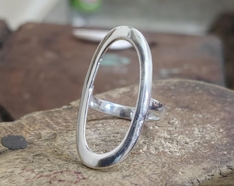 Hammered Sterling Silver Karma Ring: Minimalist Open Circle Statement