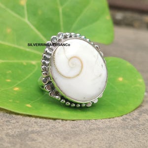 Shell Ring, Eye of Shiva Ring, Shiva Eye Ring Handmade Silver Ring, Shell Jewelry, Natural Stone Ring, Gift fir Her Seashell Rings for Women