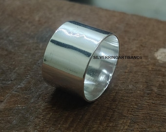 Handmade Silver Thumb Band Ring: Shiny, Plain, Thick & Thin
