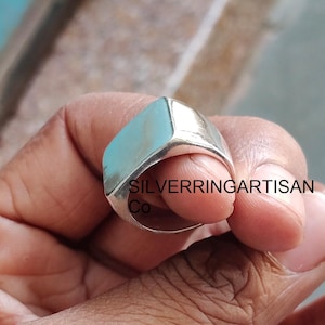 Square Silver Ring, Square Band, Geometric Ring, Unisex Ring, Stylish Boho Ring, Simple Ring, Geometric jewelry, Gift for Her, Modern ring