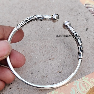 Unique Design Silver Ball Bangle, Thick Heavy Silver Bangle, Christmas Gift, Beautiful Bangle, Gift For Men Hammered Bangle Stackable Bangle