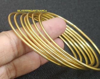 18K Gold Plated Boho Bangle Set: Brass Stackable Bangles