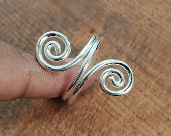 Adjustable Sterling Silver Spiral Ring: Minimalist Statement Jewelry