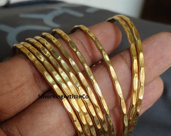 Handmade Gold Filled Bangle Set: Boho Stacking Bracelets - Set of 9