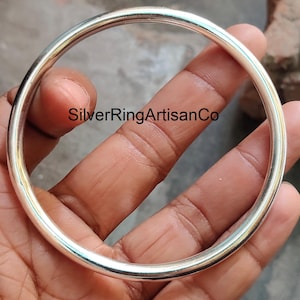 Solid 925 Sterling Silver Bangle, Thick Heavy Silver Bangle, Christmas Gift, Beautiful Bangle, Gift For Men Hammered Bangle Stackable Bangle