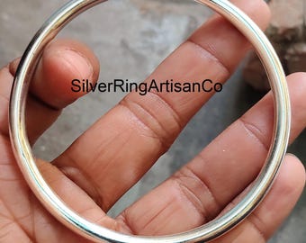 Popular Plain Solid Silver Bangle: Thick Boho Stacking Bracelet