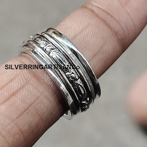 Meditation Silver Spinner Band Ring, silver Ring, Handmade Silver Chunky Ring, Spinner Band Fidget Gift for Her Anxiety Ring, Gift for Women