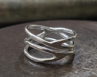 Handmade Thai Silver Ring: Braided Boho Engagement Band