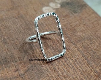 Handmade Hammered Sterling Silver Open Ring: Minimalist Statement Jewelry