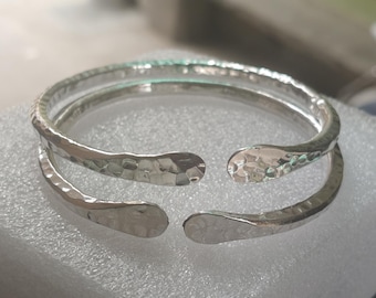 Handmade Sterling Silver West Indian Bangles - Set of 2 Boho Stacking