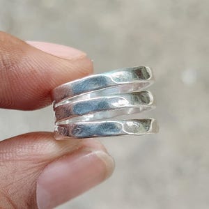Minimalist Ring, Triple Band Ring, Solid Silver Ring, Handmade Ring, Stacking Ring, Dainty triple Band, Elegant Jewelry, 3 in 1 silver Ring