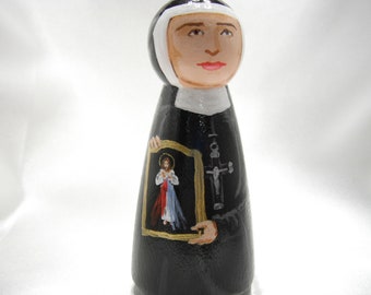 Catholic Saint Doll Wooden Peg Toy Confirmation Gift Baptism First Communion gift - St. Faustina, Mary Faustina Kowalska - made to order