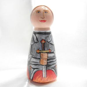Catholic Saint Figure Peg Doll Toy Gift - St. Joan of Arc - made to order