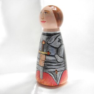 Catholic Saint Figure Peg Doll Toy Gift St. Joan of Arc made to order image 6