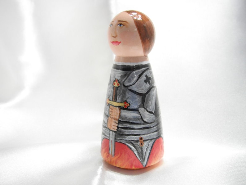 Catholic Saint Figure Peg Doll Toy Gift St. Joan of Arc made to order image 6