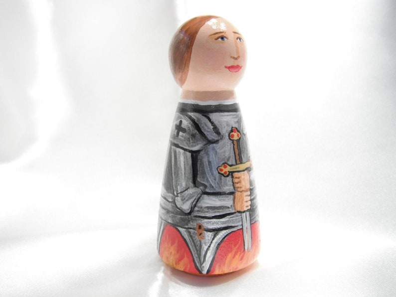 Catholic Saint Figure Peg Doll Toy Gift St. Joan of Arc made to order image 2