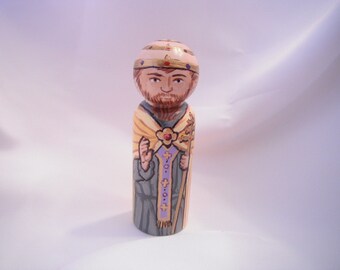 Catholic Saint Figure Peg Doll Toy Gift - St. Leo the Great - made to order