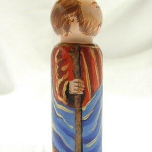 Catholic Saint Doll Wooden Peg Dolls Catholic Toy Confirmation Gift Baptism First Communion gift patron Saint Christopher made to order image 3