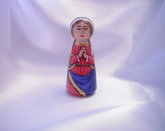 Catholic Blessed Virgin Mary Figure Peg Doll Toy Gift - Mary, Mother of God - made to order