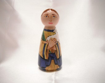 Catholic Saint Doll Wooden Peg Dolls Catholic Toy Gift Confirmation Baptism First Communion patron - St. Agnes  - made to order