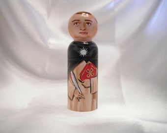 Catholic Saint Doll Wooden Peg Dolls Catholic Toy Confirmation Gift Baptism First Communion gift - St. Thomas Aquinas - made to order