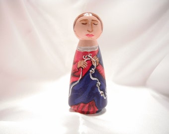 Mary Undoer of Knots / Mary Untier of Knots, Blessed Virgin Mary, Catholic Peg Doll Toy Gift -  - made to order