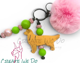 Golden Keychain {Dog Breed Golden Retriever} Extra Bling