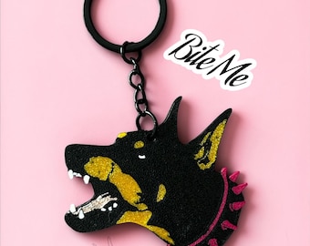 Doberman Keychain {Dog Breed Doberman}  Bite Me